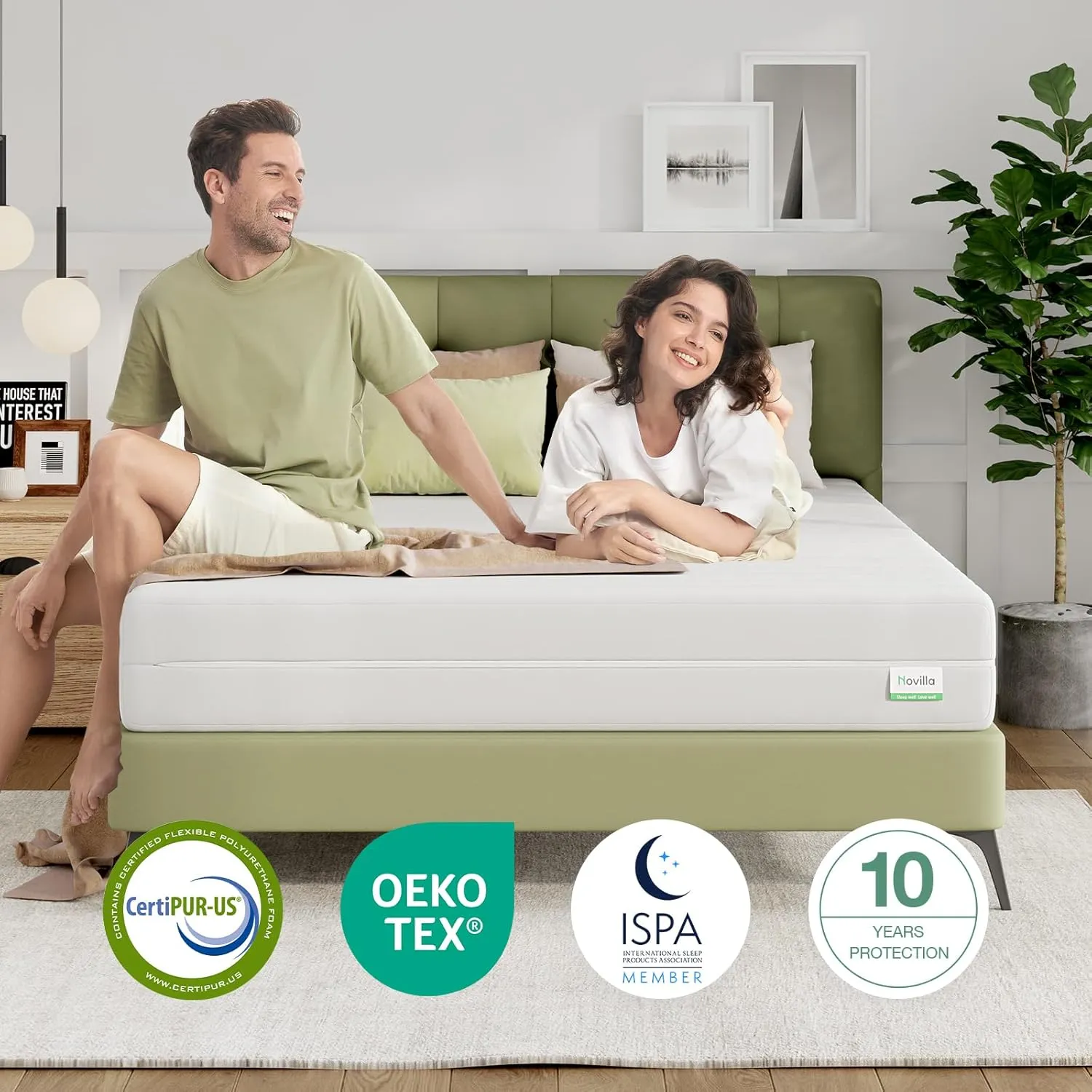 Novilla Queen Mattress, 12 Inch Foam Mattress, Double Air Zone Queen Size Mattresses with Flippable Design for Back & Side Sleeper, Tight Top Mattresses with Breathable Fabric Cover