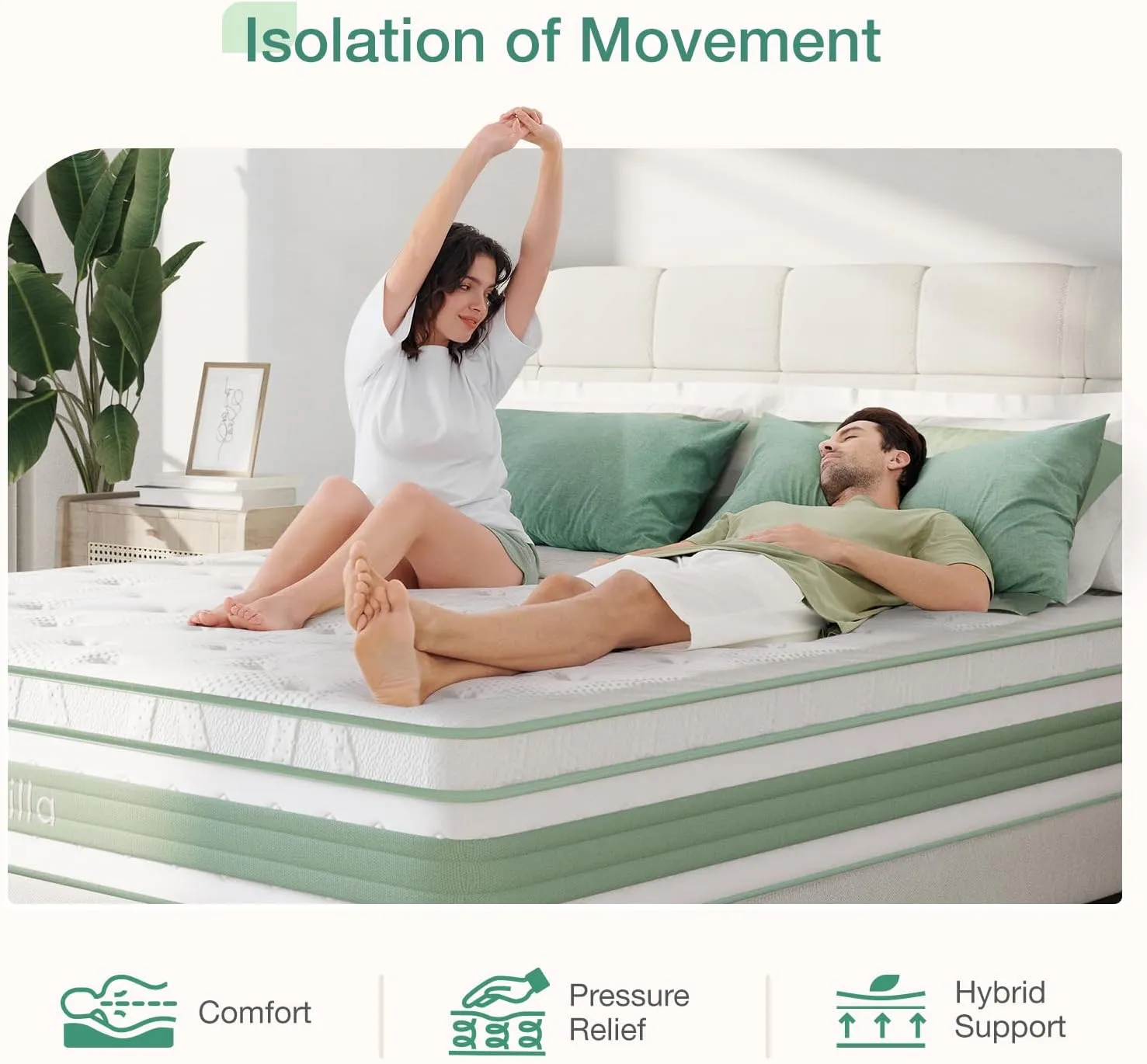 Novilla Queen Mattress, 12 Inch Hybrid Mattress in a Box, Gel Memory Foam with Individual Pocket Springs for a Peaceful Sleep, Queen Size Mattresses, Pillow Top Mattresses with Quilted Cover