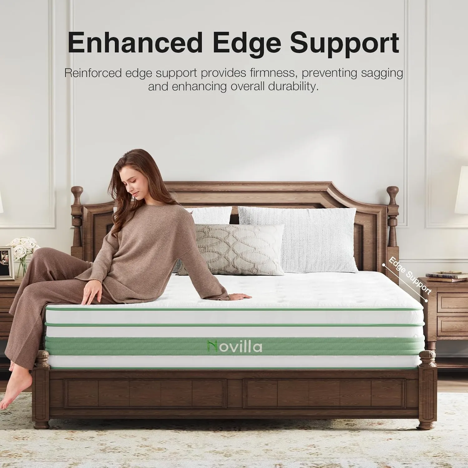 Novilla Queen Mattress 14 inch, Queen Size Hybrid Mattress in a Box with Motion Isolation,Gel Memory Foam with Pocket Springs for Support & Pressure Relief, Medium Firm Pillow Top Mattresses