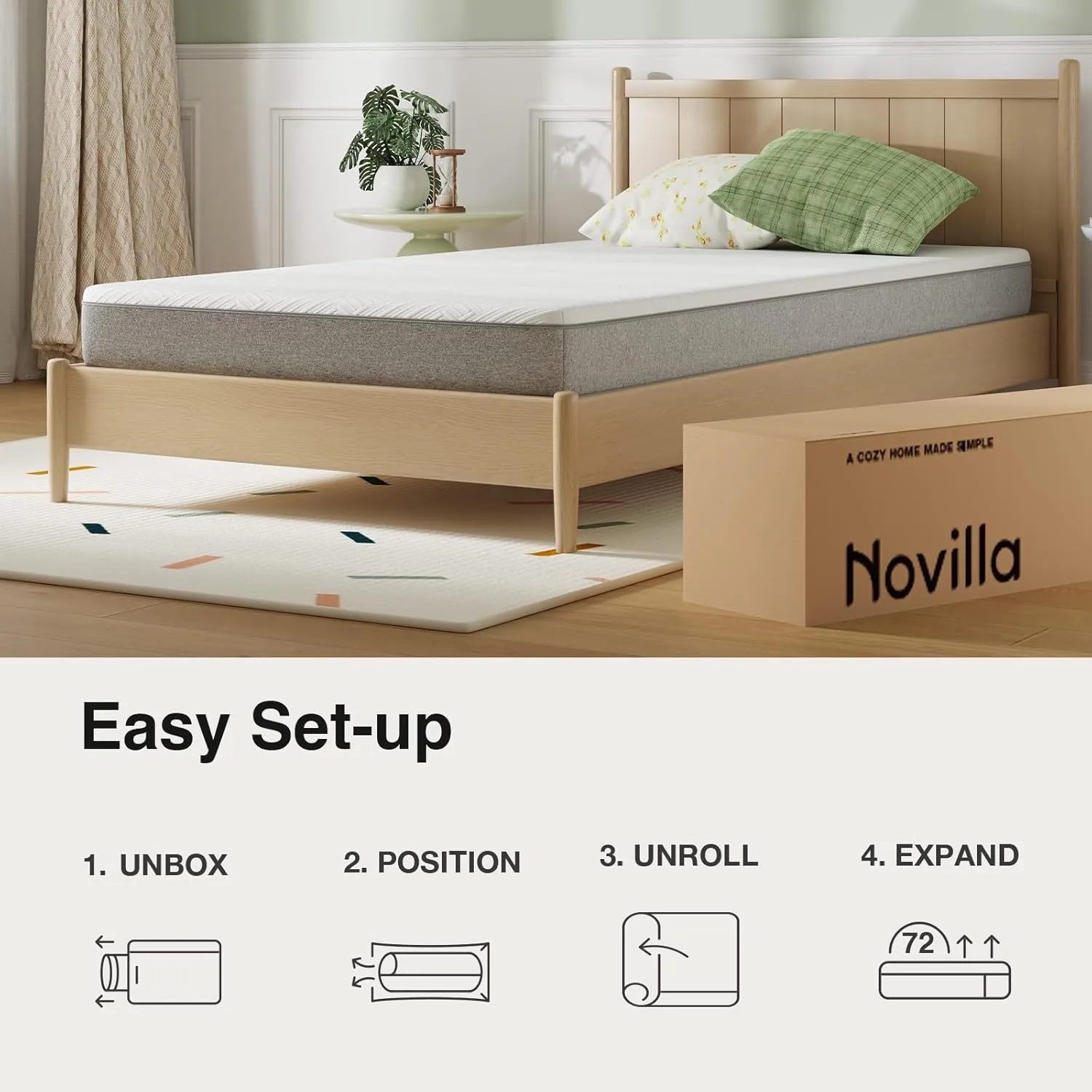 Novilla Twin Size Mattress, 6 Inch Twin Mattress for Kids, Gel-Infused Memory Foam Mattresses in a Box for Pain Relief & Enhanced Support & Cooling Sensation, CertiPUR-US Certified