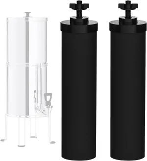 NSF/ANSI 42 Certified Black Purification Elements, for BB9-2® Water Filters Replacement, Compatible with Berkey Gravity Filtration System, Replacement for Berkey Black Filter, Pack of 2