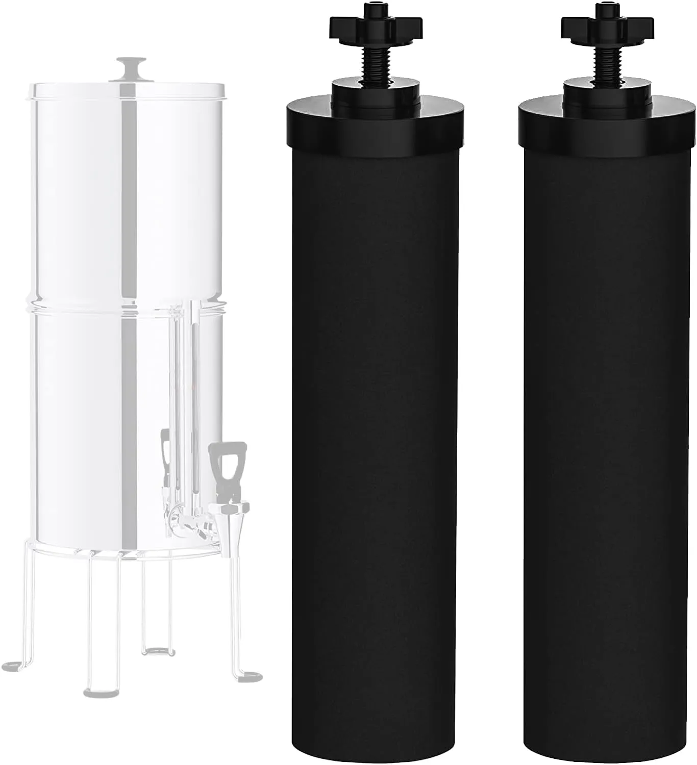 NSF/ANSI 42 Certified Black Purification Elements, for BB9-2® Water Filters Replacement, Compatible with Berkey Gravity Filtration System, Replacement for Berkey Black Filter, Pack of 2