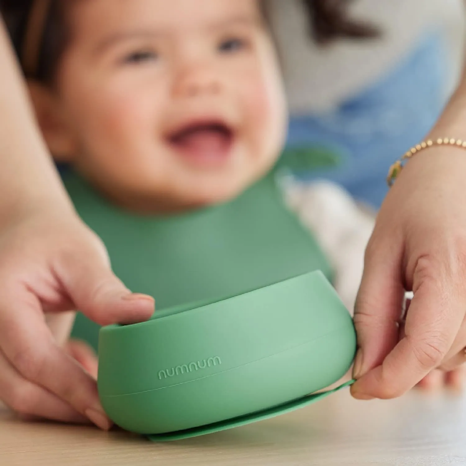 NumNum Suction Bowls for Babies & Toddlers, Extra Strong Non-Slip Suction, 100% Food-Grade Silicone, BPA-Free, Microwave & Dishwasher Safe, Baby-Led Weaning Bowl, 3-Pack With Lid, Beige/Green/Mauve