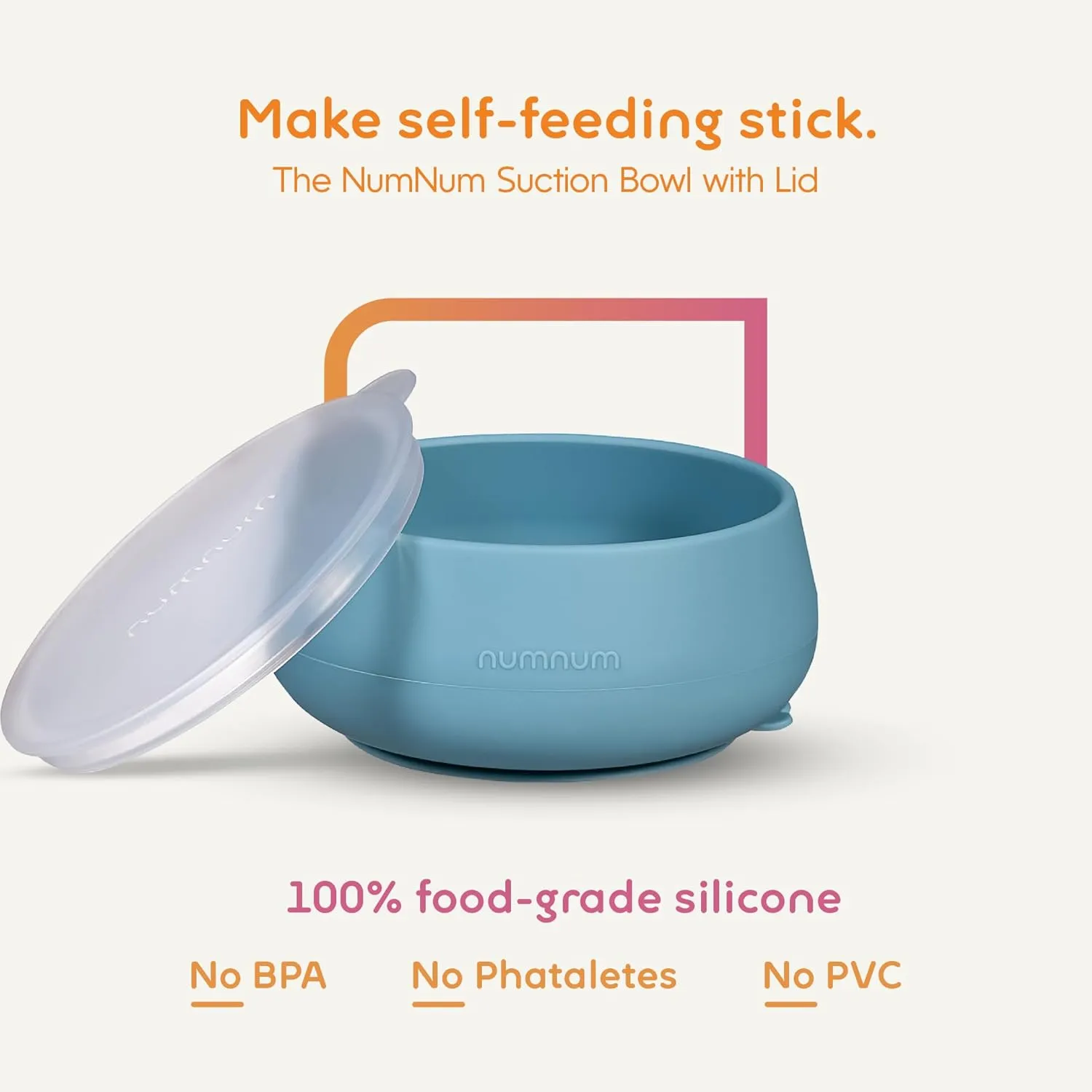 NumNum Suction Bowls for Babies & Toddlers, Extra Strong Non-Slip Suction, 100% Food-Grade Silicone, BPA-Free, Microwave & Dishwasher Safe, Baby-Led Weaning Bowl, 3-Pack With Lid, Beige/Green/Mauve