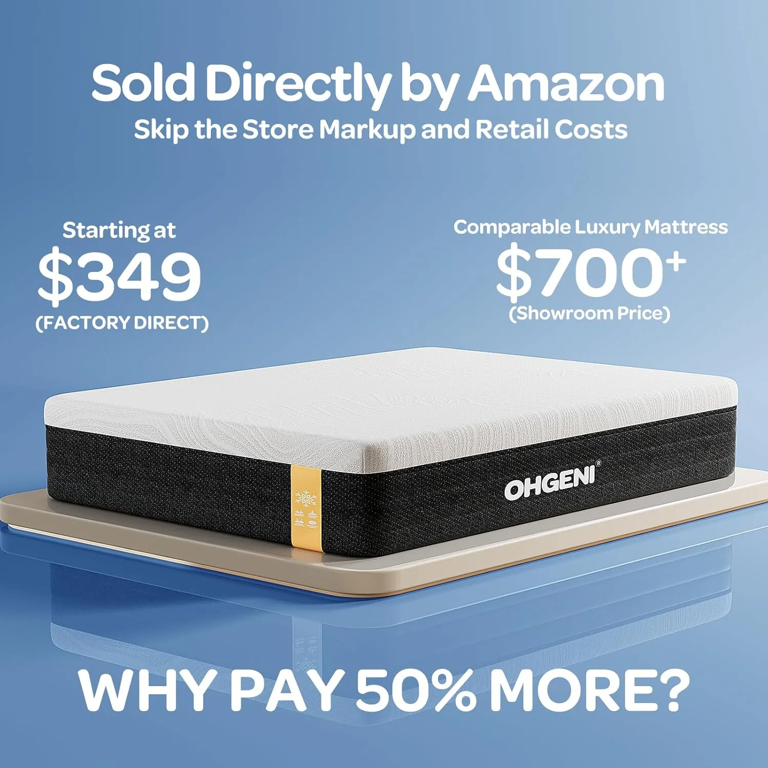 OhGeni 10 Inch Full Size Mattress, Cooling Gel Memory Foam Bed Mattresses in a Box, Cool Touch Surface, Ergonomic Support & Pressure Relief, Medium Feel，CertiPUR-US Certified Foam, Designed in USA