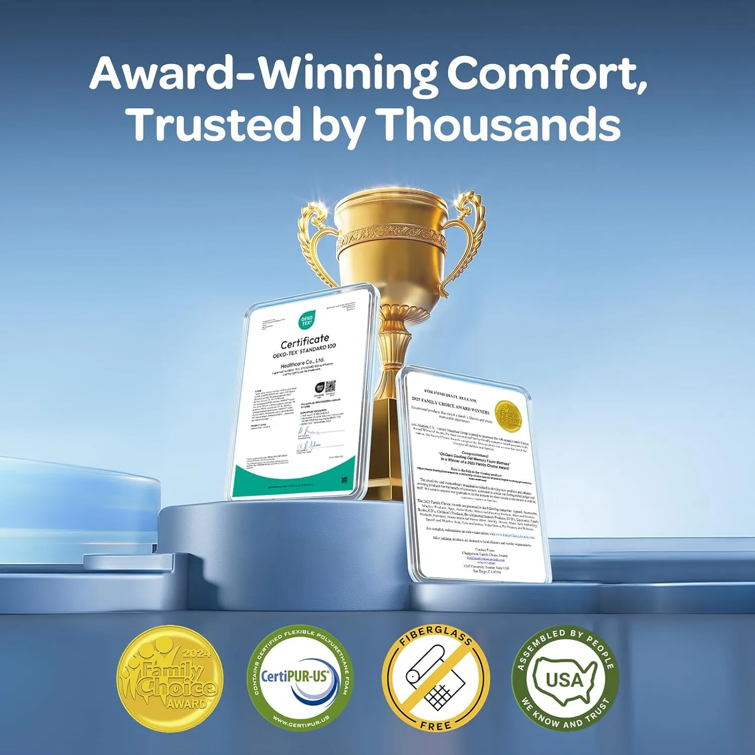 OhGeni 10 Inch Full Size Mattress, Cooling Gel Memory Foam Bed Mattresses in a Box, Cool Touch Surface, Ergonomic Support & Pressure Relief, Medium Feel，CertiPUR-US Certified Foam, Designed in USA