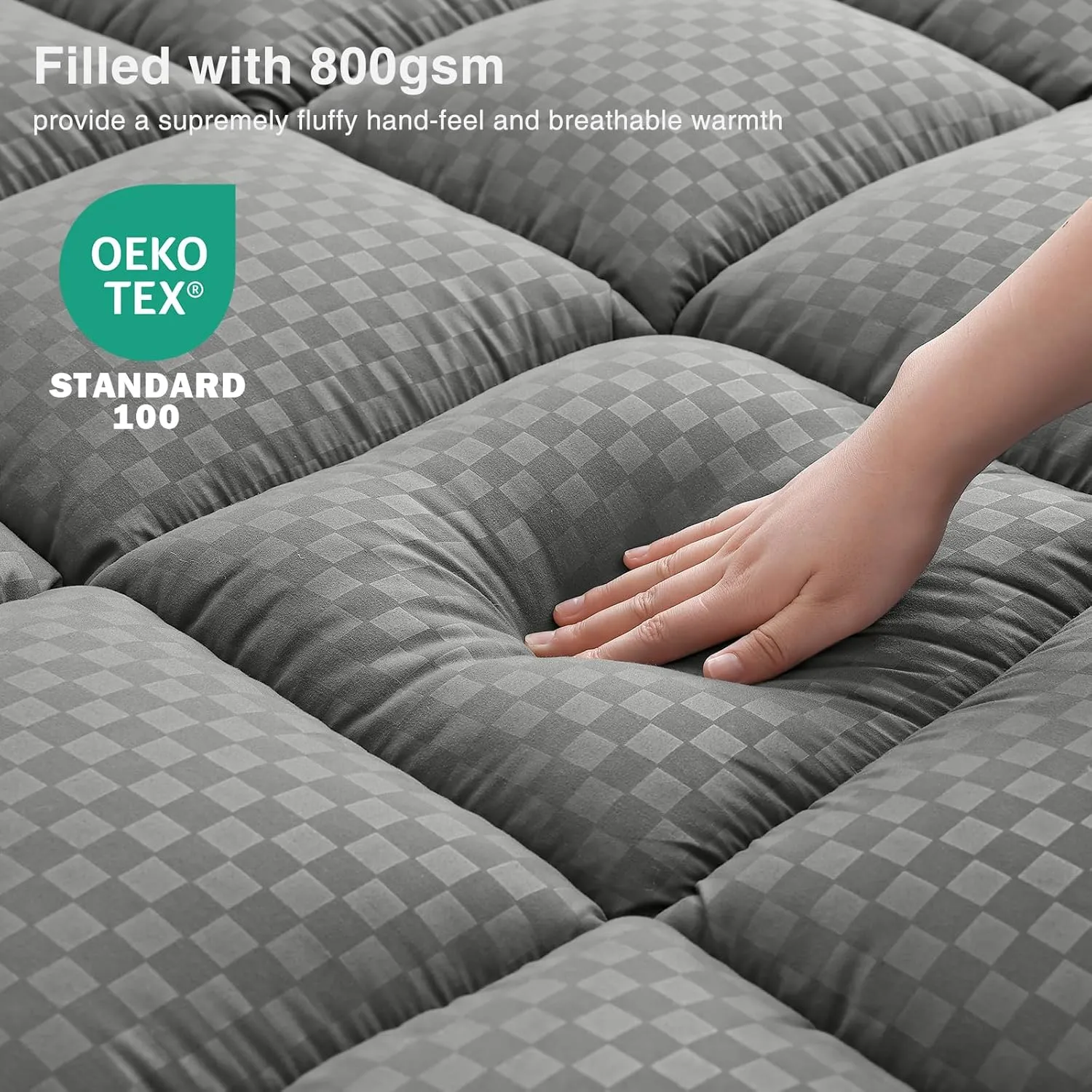 OLANLY Dual-Layer 4 Inch Queen Size Memory Foam Mattress Topper for Back Pain, 2 Inch Cooling Pillow Top Mattress Pad Cover and 2 Inch Gel Memory Foam Topper, Deep Elastic Pocket, Grey