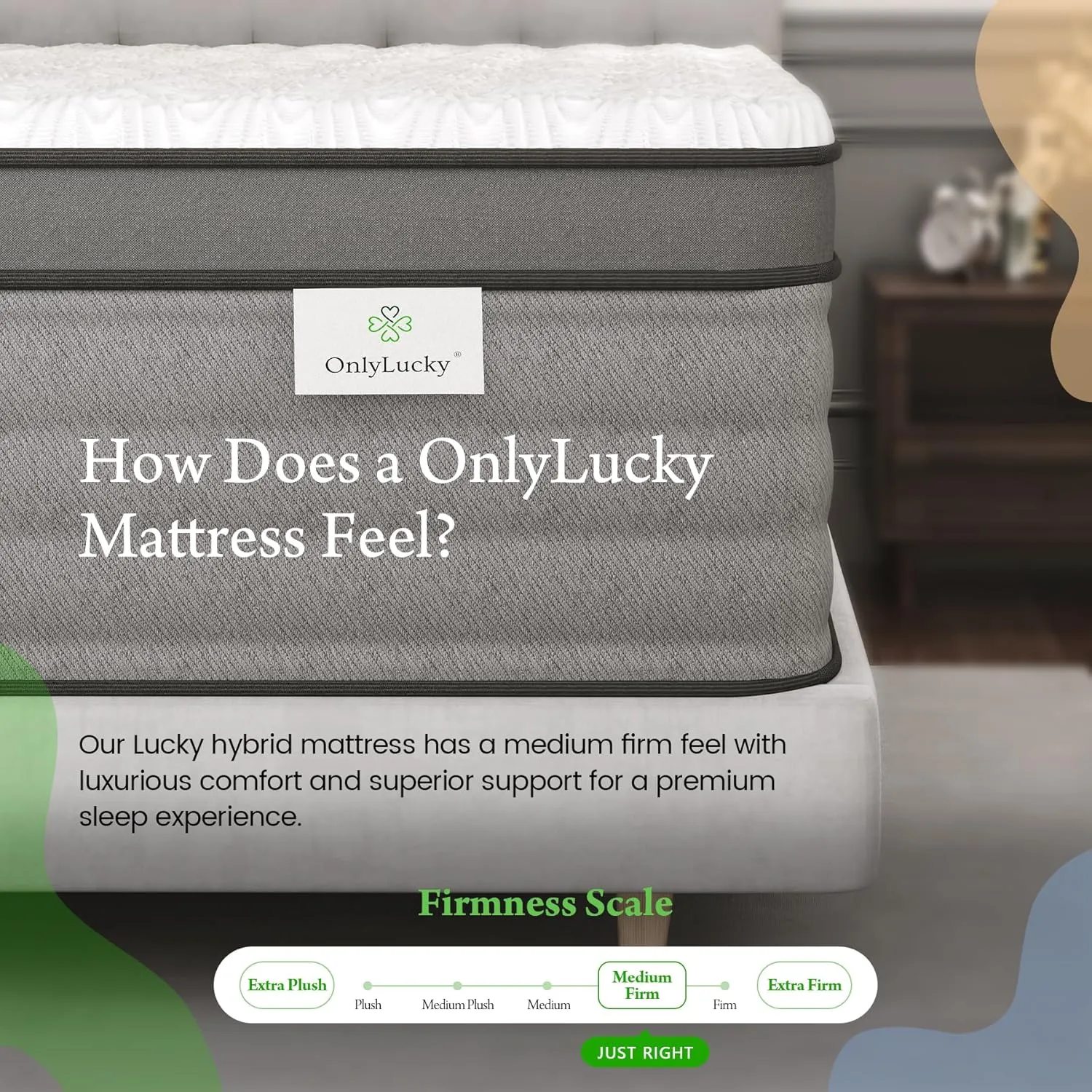 Onlylucky Queen Mattress 12 Inch, Luxury Gel Memory Foam Hybrid Mattress, 365-Night Trial, Queen Size Bed with Premier Pocket Springs for Comfort Night Sleep, Medium Firm, CertiPUR-US Certified