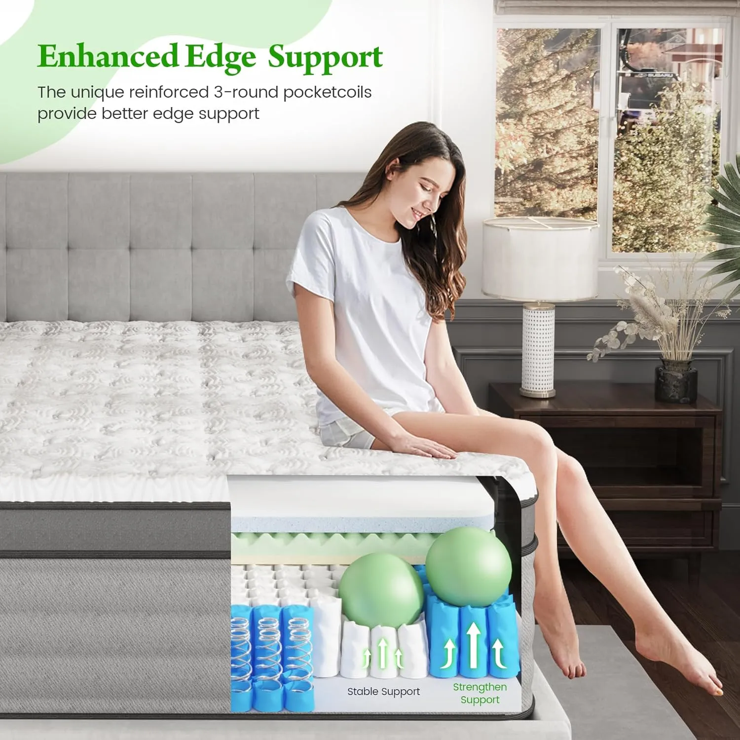 Onlylucky Queen Mattress 12 Inch, Luxury Gel Memory Foam Hybrid Mattress, 365-Night Trial, Queen Size Bed with Premier Pocket Springs for Comfort Night Sleep, Medium Firm, CertiPUR-US Certified