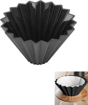 Origami Coffee Dripper,Resin Reusable Pour Over Cone for V60/Hario Filters, Slow Brew Dripper for Home/Office/Cafe Use, Dishwasher Safe Coffee Maker Accessories (Black)