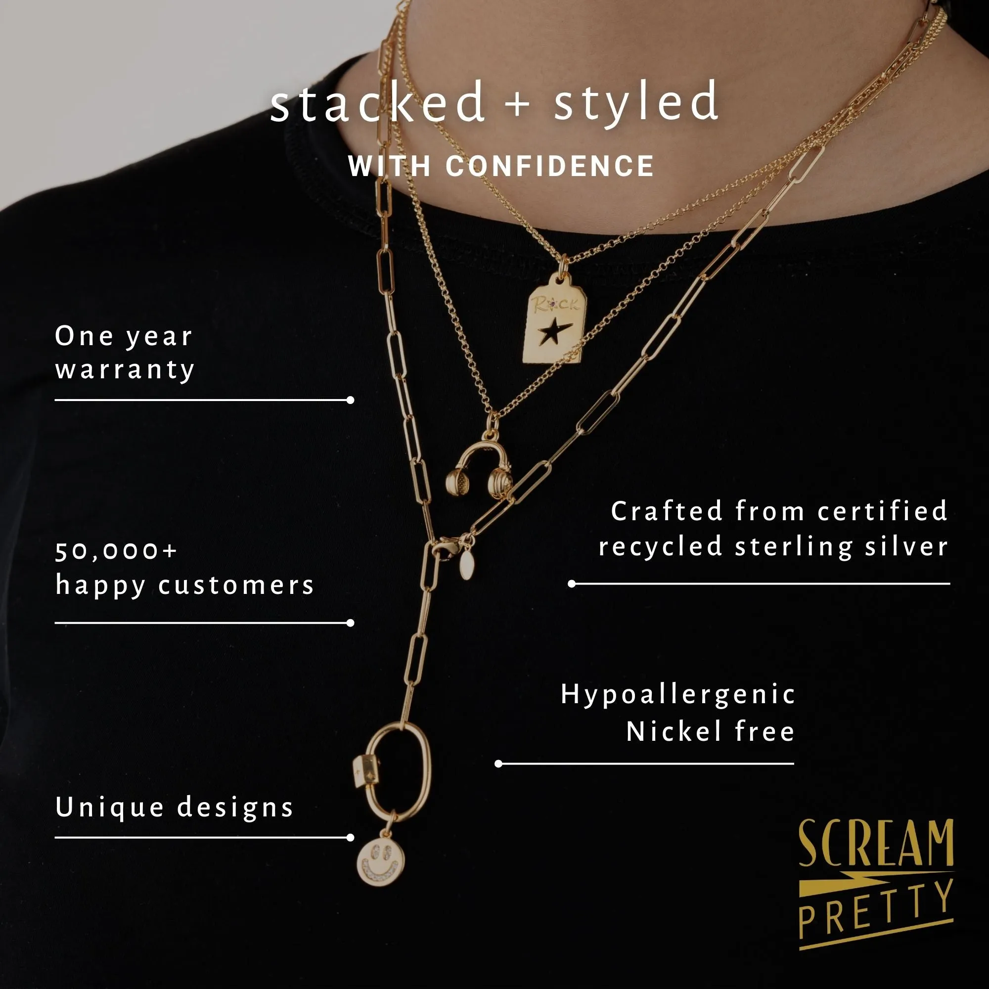 Oval Carabiner Curb Chain Necklace