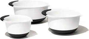 OXO Good Grips 3- Piece Plastic Mixing Bowl Set, 2500 ml,White/Black