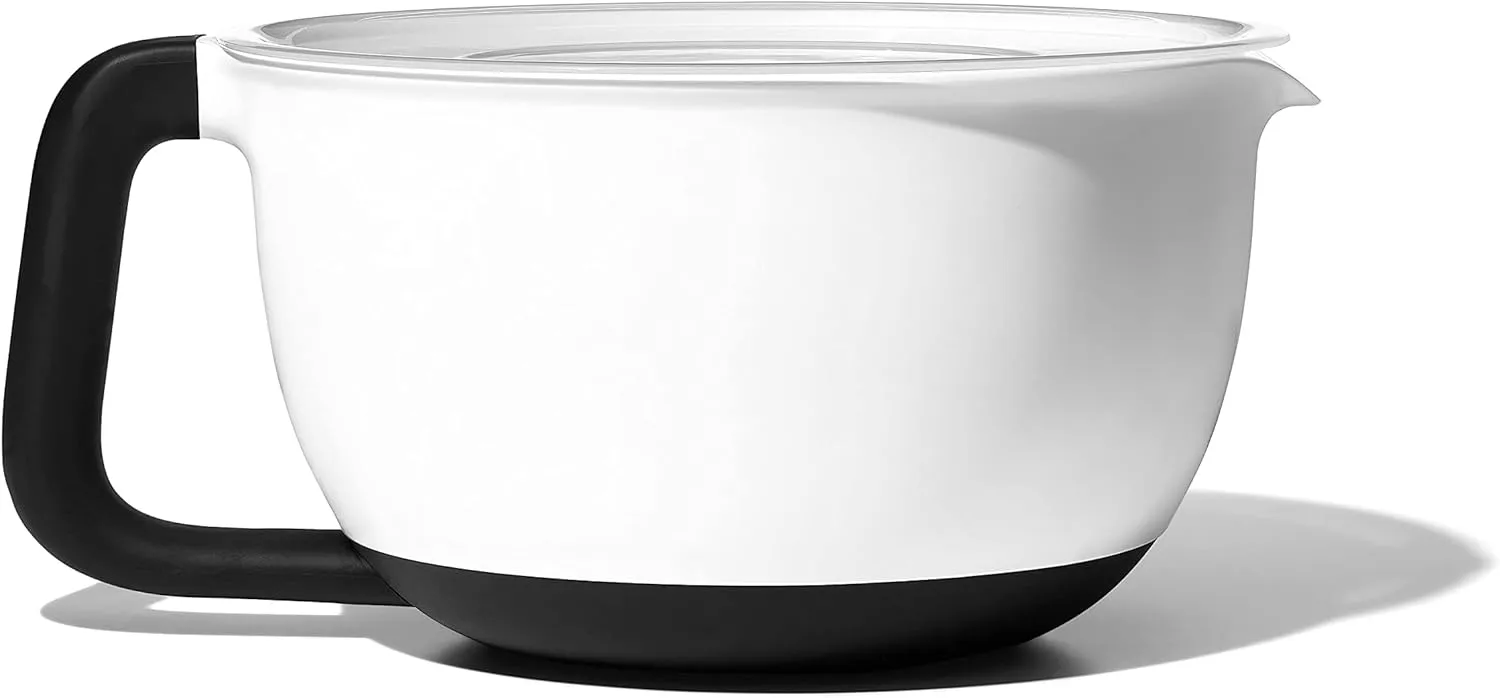 OXO Good Grips 4Qt BPA Free Plastic Batter Mixing Bow with Lid, White