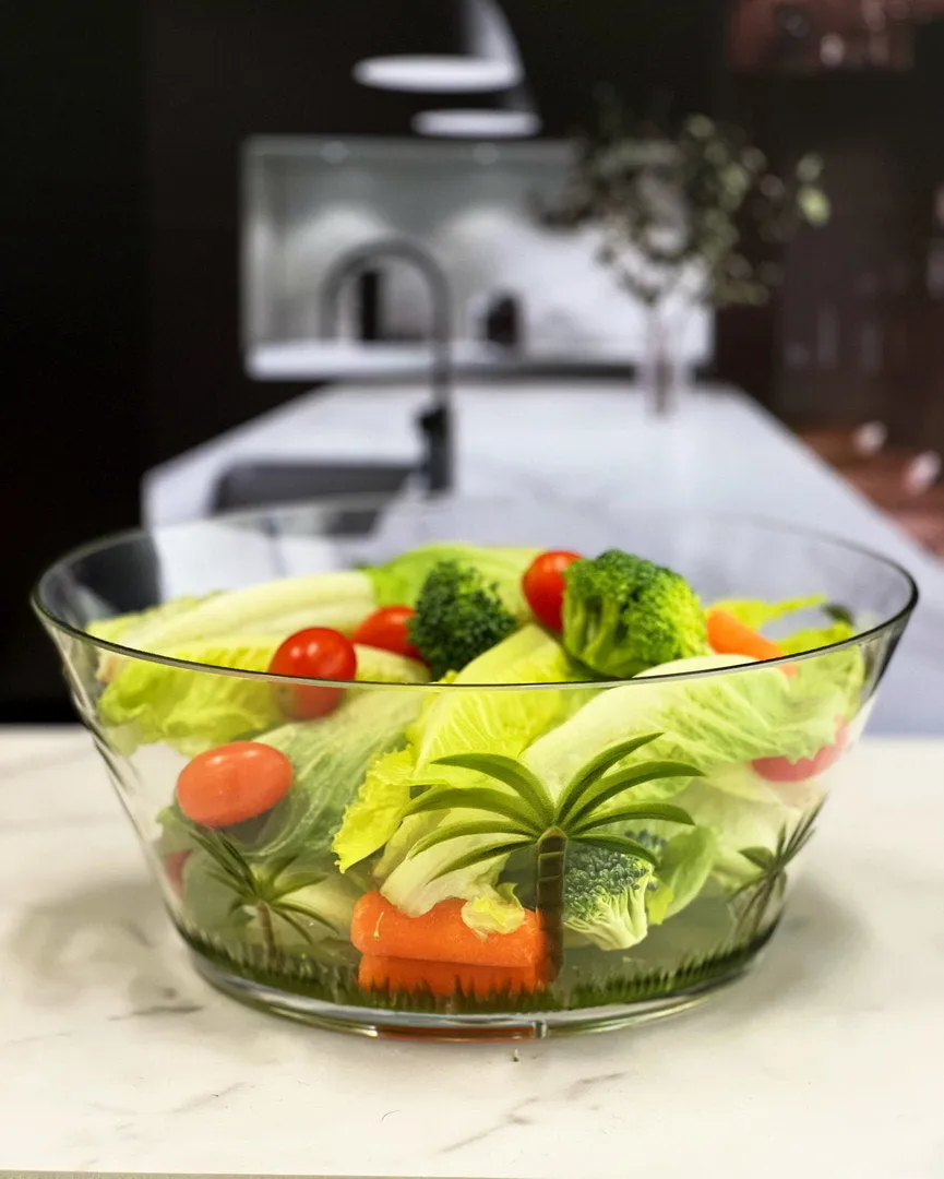 Palm Tree Acrylic Serving Bowls, Unbreakable Large