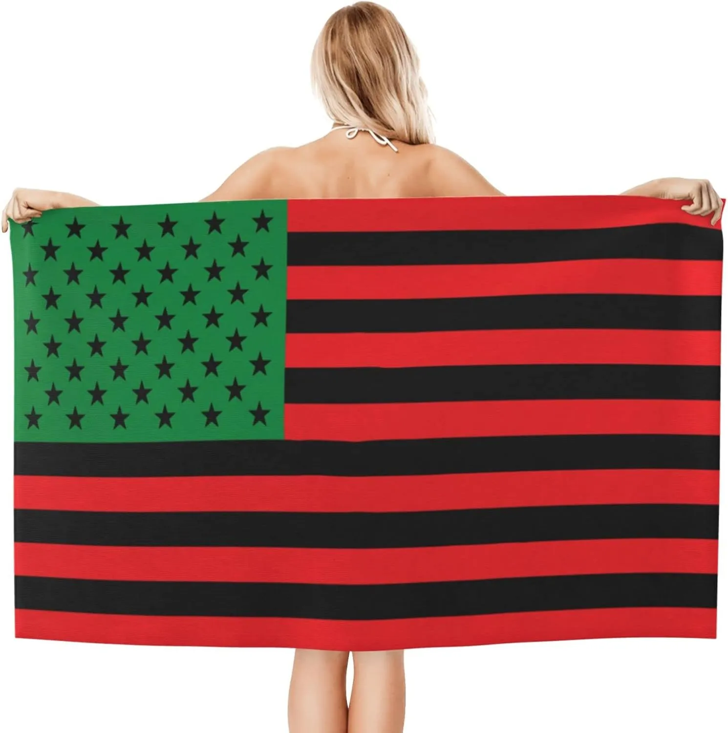Pan-African American Flag Beach Towels Vacation Essentials Quick Dry Sand Free Oversized Bath Pool Swim Towel Extra Large Absorbent Bathroom Towels Adult Travel Accessories