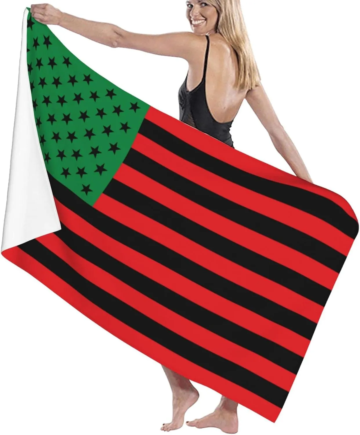 Pan-African American Flag Beach Towels Vacation Essentials Quick Dry Sand Free Oversized Bath Pool Swim Towel Extra Large Absorbent Bathroom Towels Adult Travel Accessories
