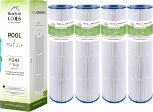 PCC80 Pool Filter Replacement for CCP320, Pleatco PCC80-PAK4, Unicel C-7470, R173573, Filbur FC-1976, PLFPCC80, Clean and Clear Plus 320, 817-0081, 4 X 80 sq. ft. 20"x 7" 4 Pack