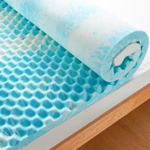 PERLECARE 3 Inch Egg Crate Memory Foam Mattress Topper Twin XL Size, Pressure Relief & Cooling Gel Infused Mattress Pad, Soft & Ventilated Design Bed Topper, CertiPUR-US Certified, Blue