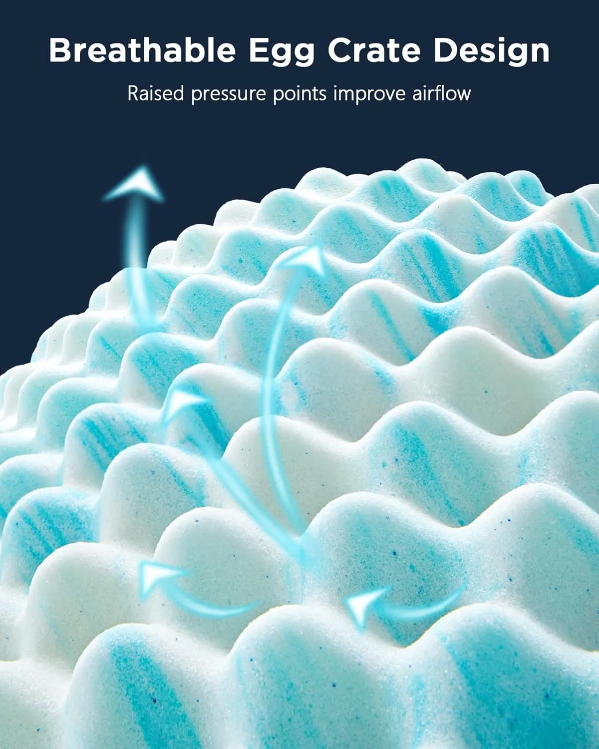 PERLECARE 3 Inch Egg Crate Memory Foam Mattress Topper Twin XL Size, Pressure Relief & Cooling Gel Infused Mattress Pad, Soft & Ventilated Design Bed Topper, CertiPUR-US Certified, Blue