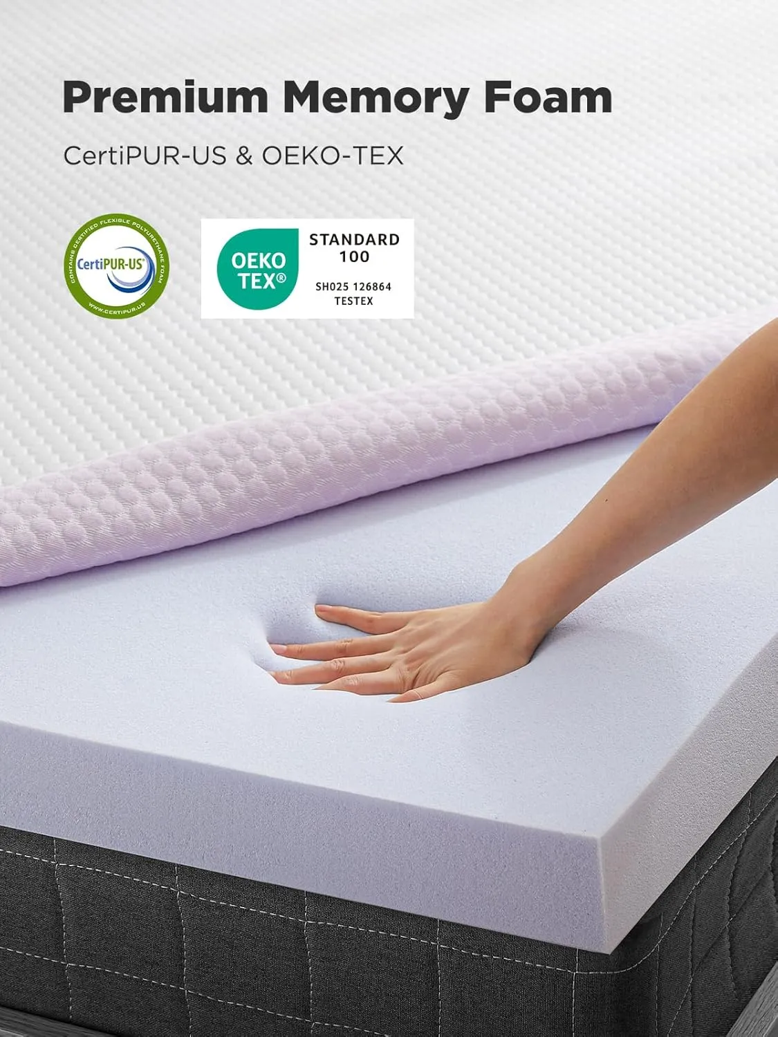 PERLECARE 3 Inch Mattress Topper Twin XL - Gel Memory Foam for Pressure Relief, Premium Soft Cooling Sleep, Non-Slip Design with Removable & Washable Cover, CertiPUR-US Certified