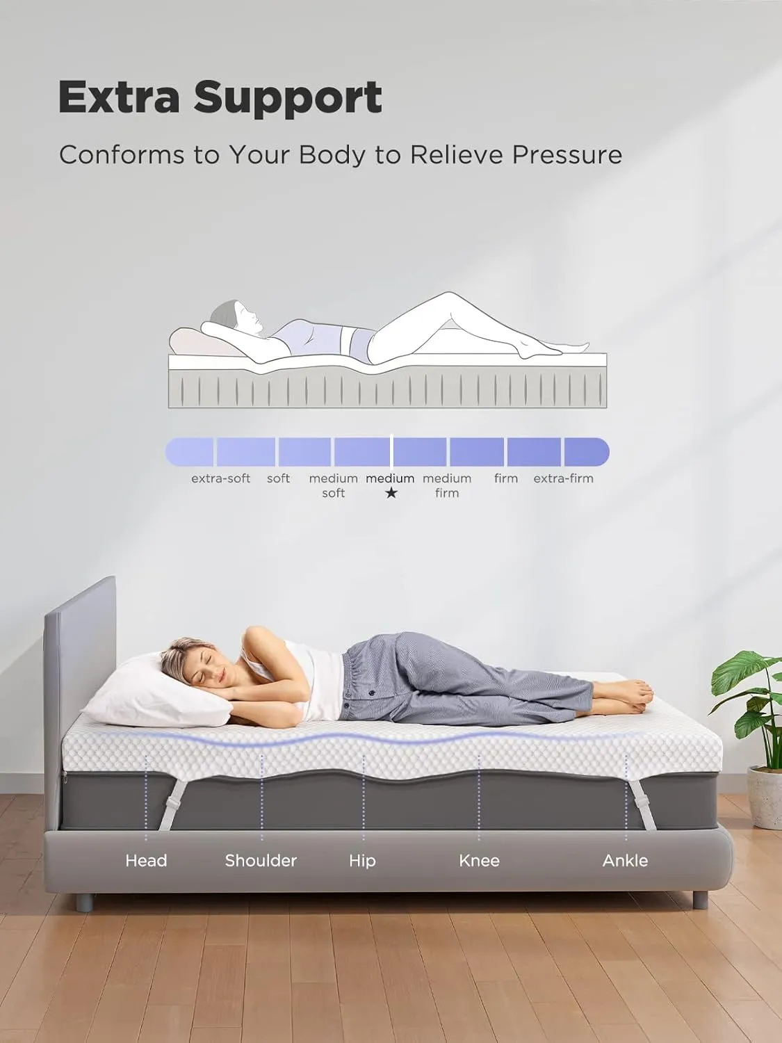 PERLECARE 3 Inch Mattress Topper Twin XL - Gel Memory Foam for Pressure Relief, Premium Soft Cooling Sleep, Non-Slip Design with Removable & Washable Cover, CertiPUR-US Certified