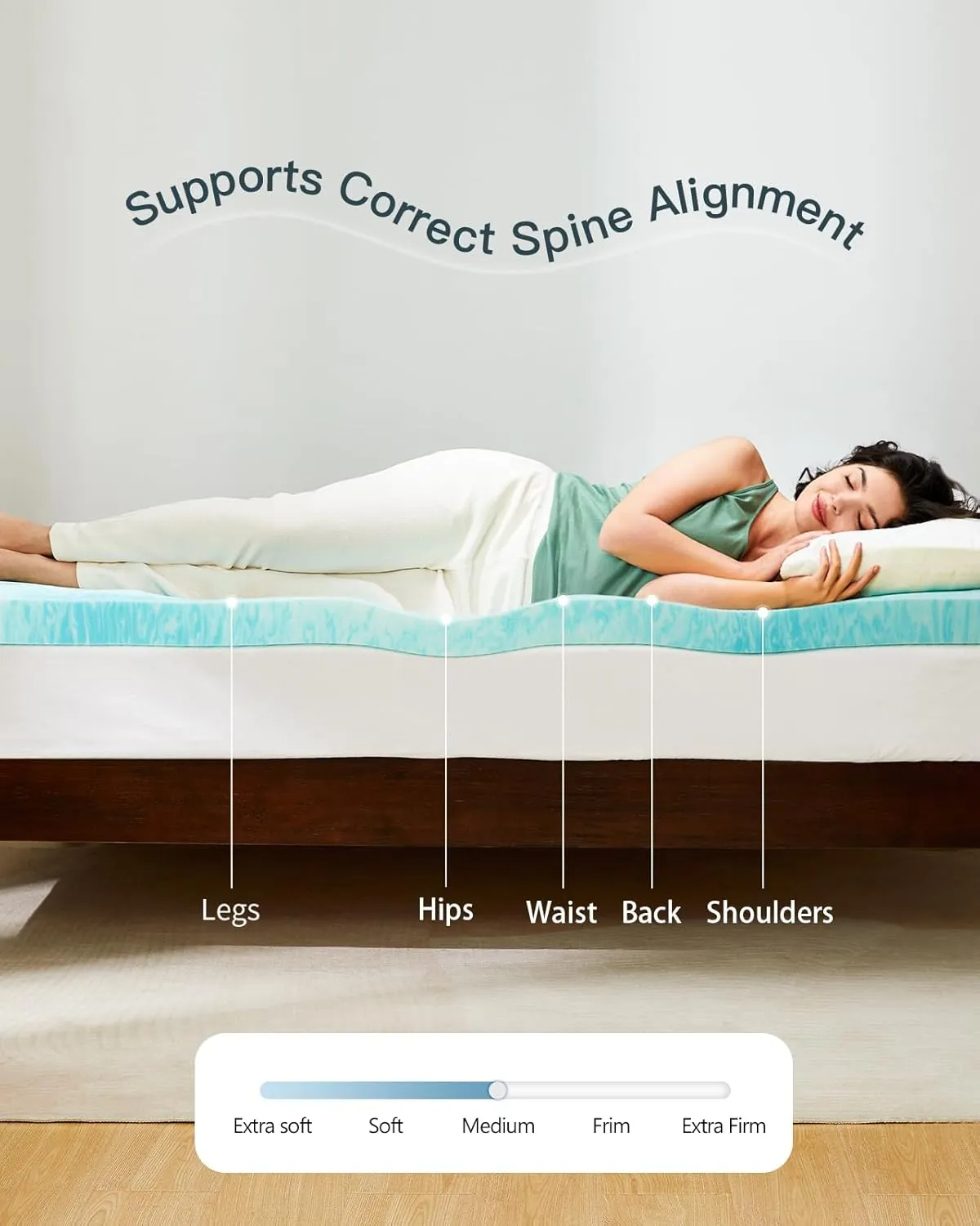 PERLECARE 3 Inch Queen Memory Foam Mattress Topper, Cooling Gel Infused Mattress Pad, Ventilated Bed Topper for Pressure Relief Back Pain, CertiPUR-US Certified