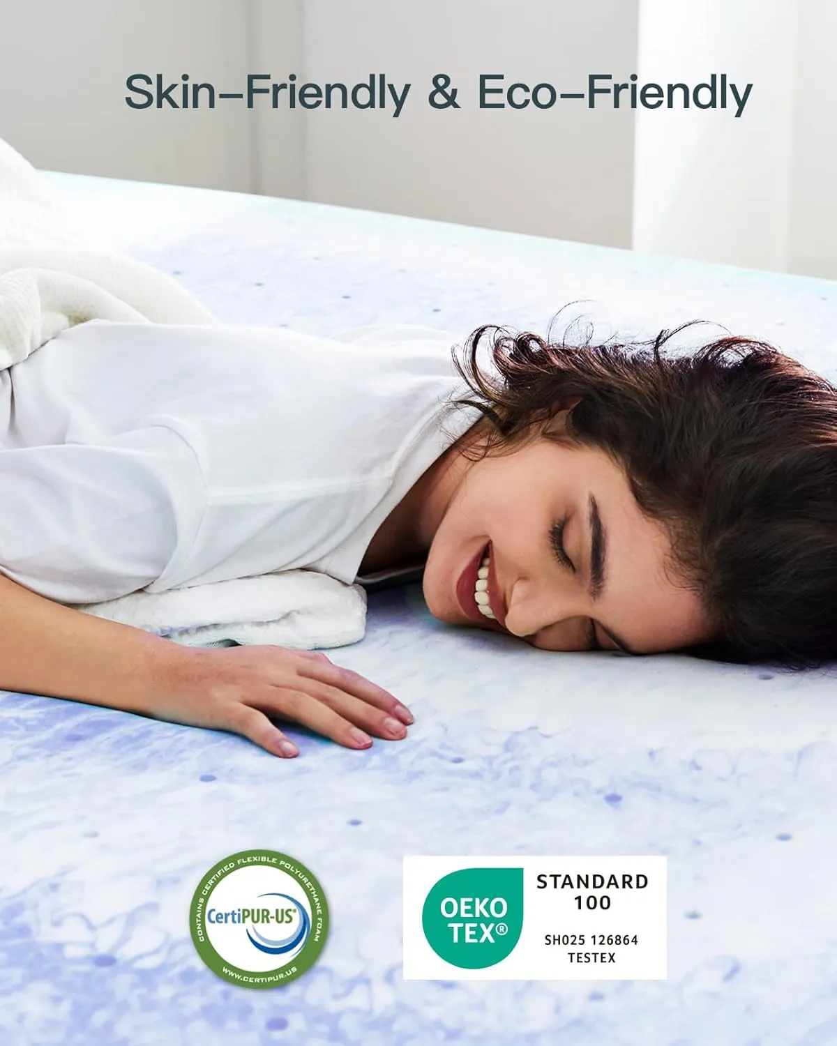 PERLECARE 3 Inch Twin Memory Foam Mattress Topper for Pressure Relief, Cooling Gel Infusion, CertiPUR-US Certified Purple, PCMTT34PU-US