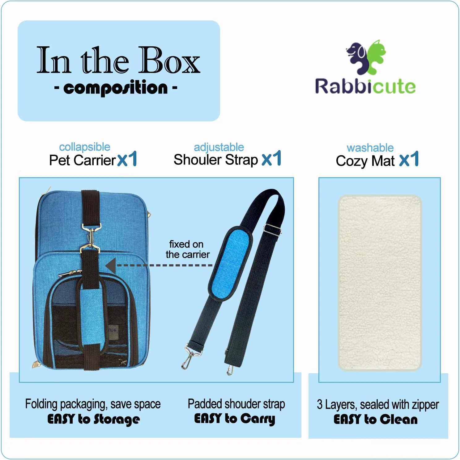 Pet Dog Cat Carrier Bag for Medium Small Dog Cat with Washable Cozy Bed Locking Safety Zipper Shoulder Strap Airline Approved Pet Carrier Portable Collapsible Puppy Carrier Escape Proof