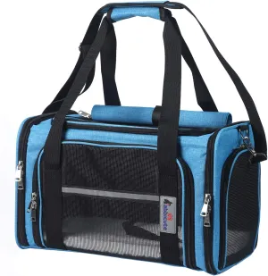 Pet Dog Cat Carrier Bag for Medium Small Dog Cat with Washable Cozy Bed Locking Safety Zipper Shoulder Strap Airline Approved Pet Carrier Portable Collapsible Puppy Carrier Escape Proof