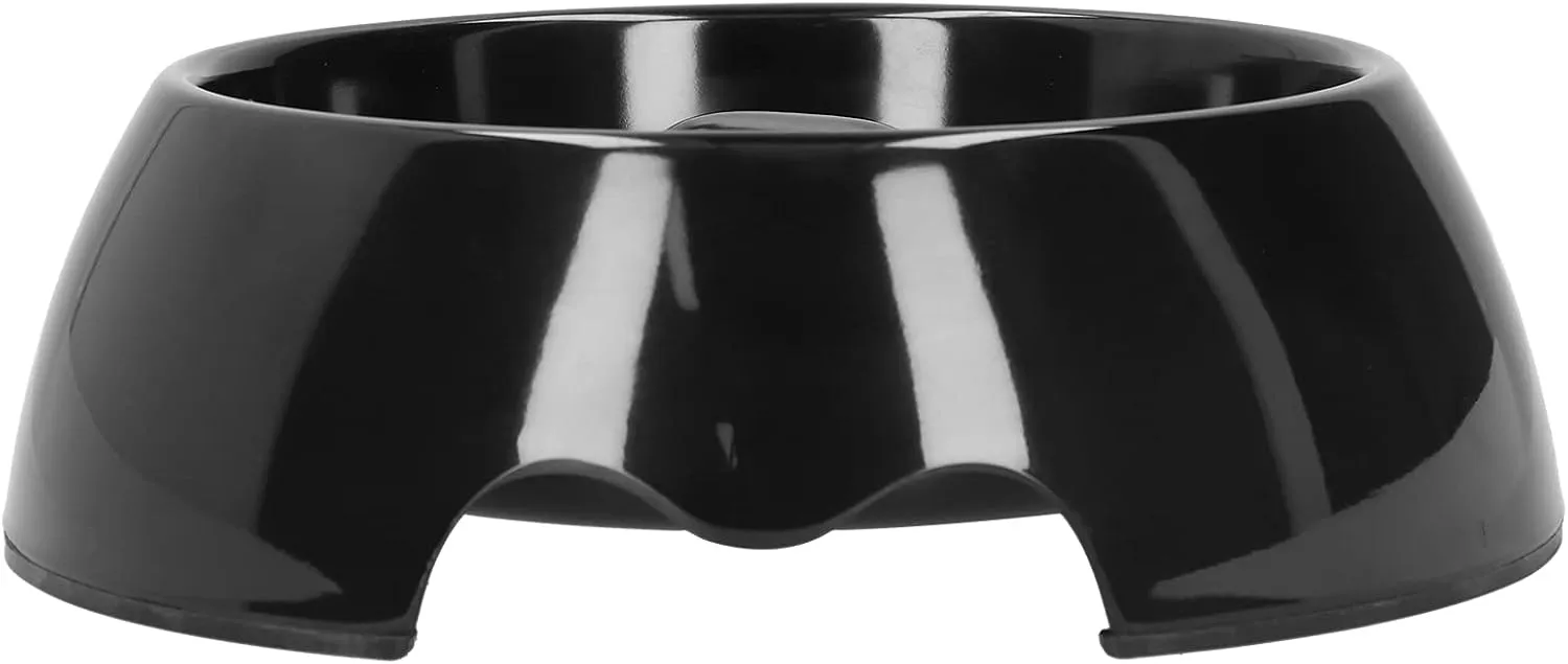 Pet Slow Feeder Bowl | 3 - Pillar Design Helps Reduce Fast Eating & Choking | Slip - Proof Dog Cat Bowl for Dry/Wet Food | Sturdy Melamine Material | Eco - Friendly Pet Supplies (Black)