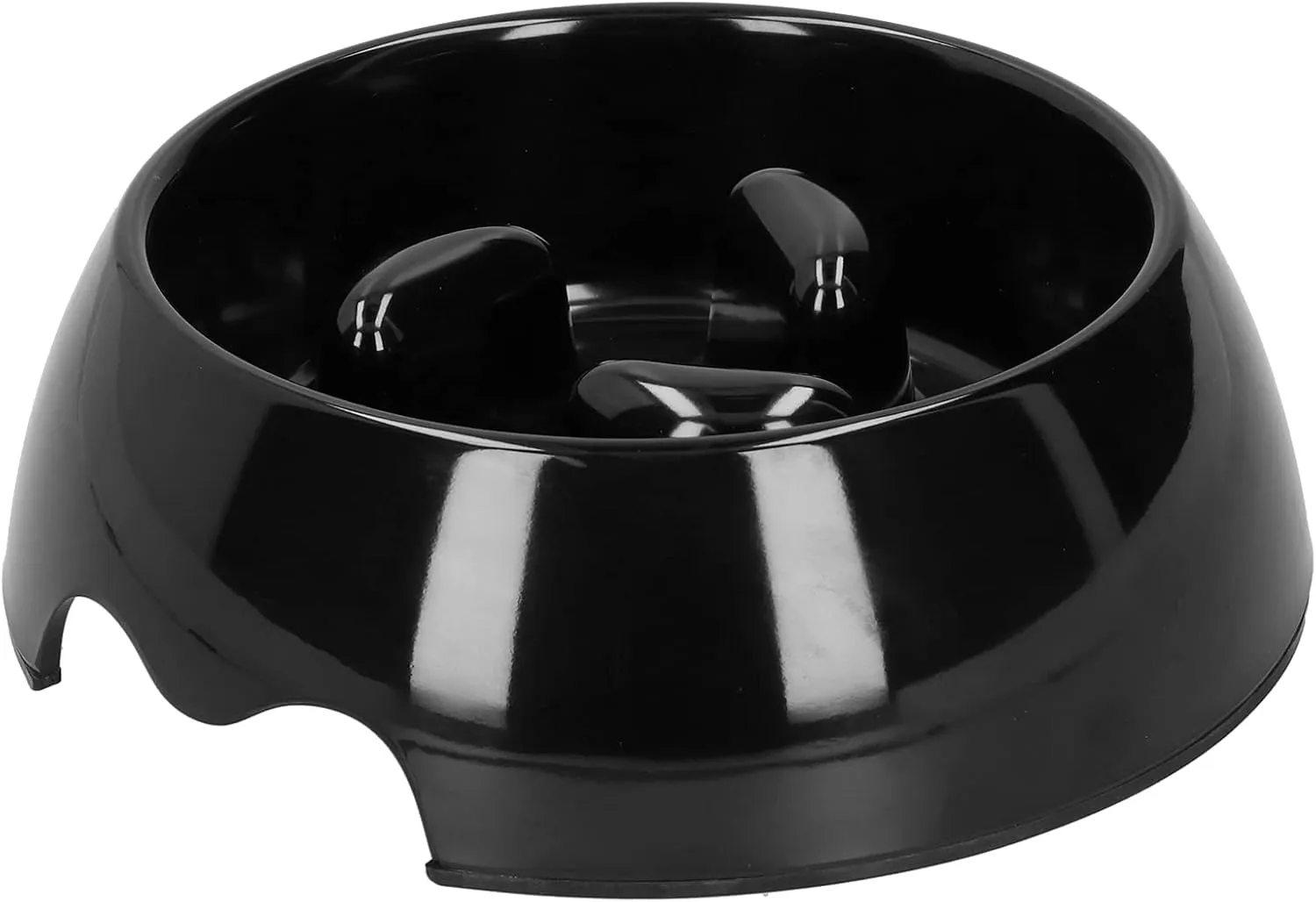 Pet Slow Feeder Bowl | 3 - Pillar Design Helps Reduce Fast Eating & Choking | Slip - Proof Dog Cat Bowl for Dry/Wet Food | Sturdy Melamine Material | Eco - Friendly Pet Supplies (Black)
