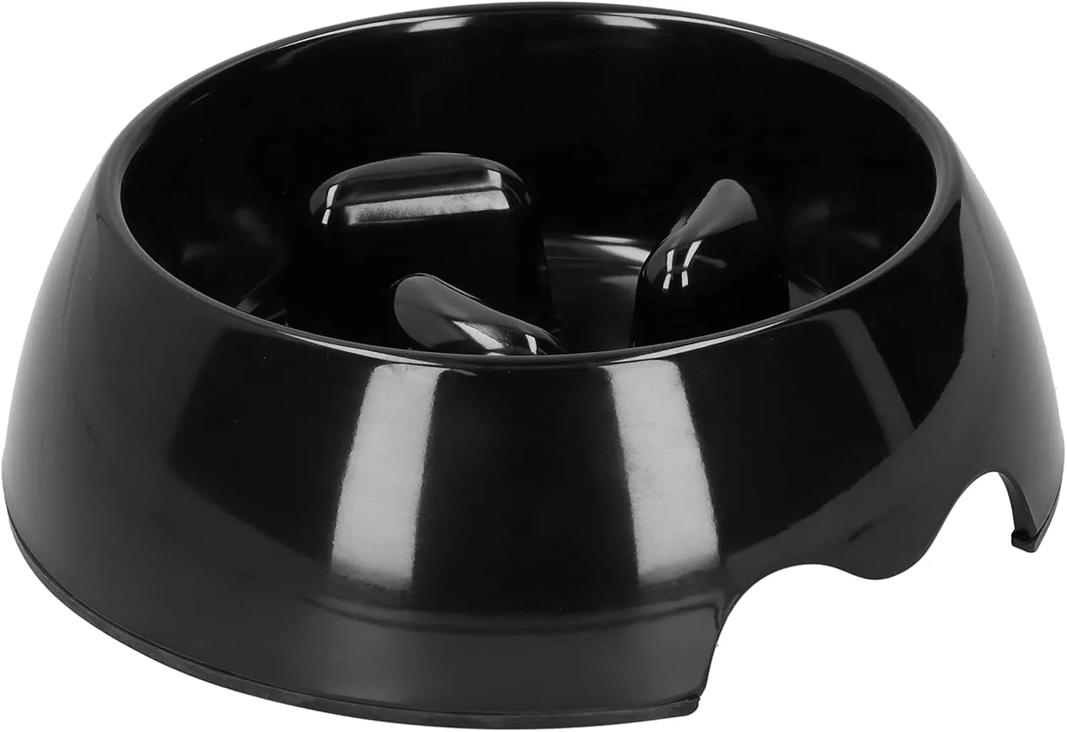 Pet Slow Feeder Bowl | 3 - Pillar Design Helps Reduce Fast Eating & Choking | Slip - Proof Dog Cat Bowl for Dry/Wet Food | Sturdy Melamine Material | Eco - Friendly Pet Supplies (Black)