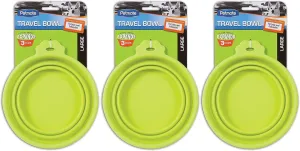 Petmate 3 Pack of Collapsible Silicone Travel Pet Bowls, 1.5 Cup Capacity Each, Go-Go Green