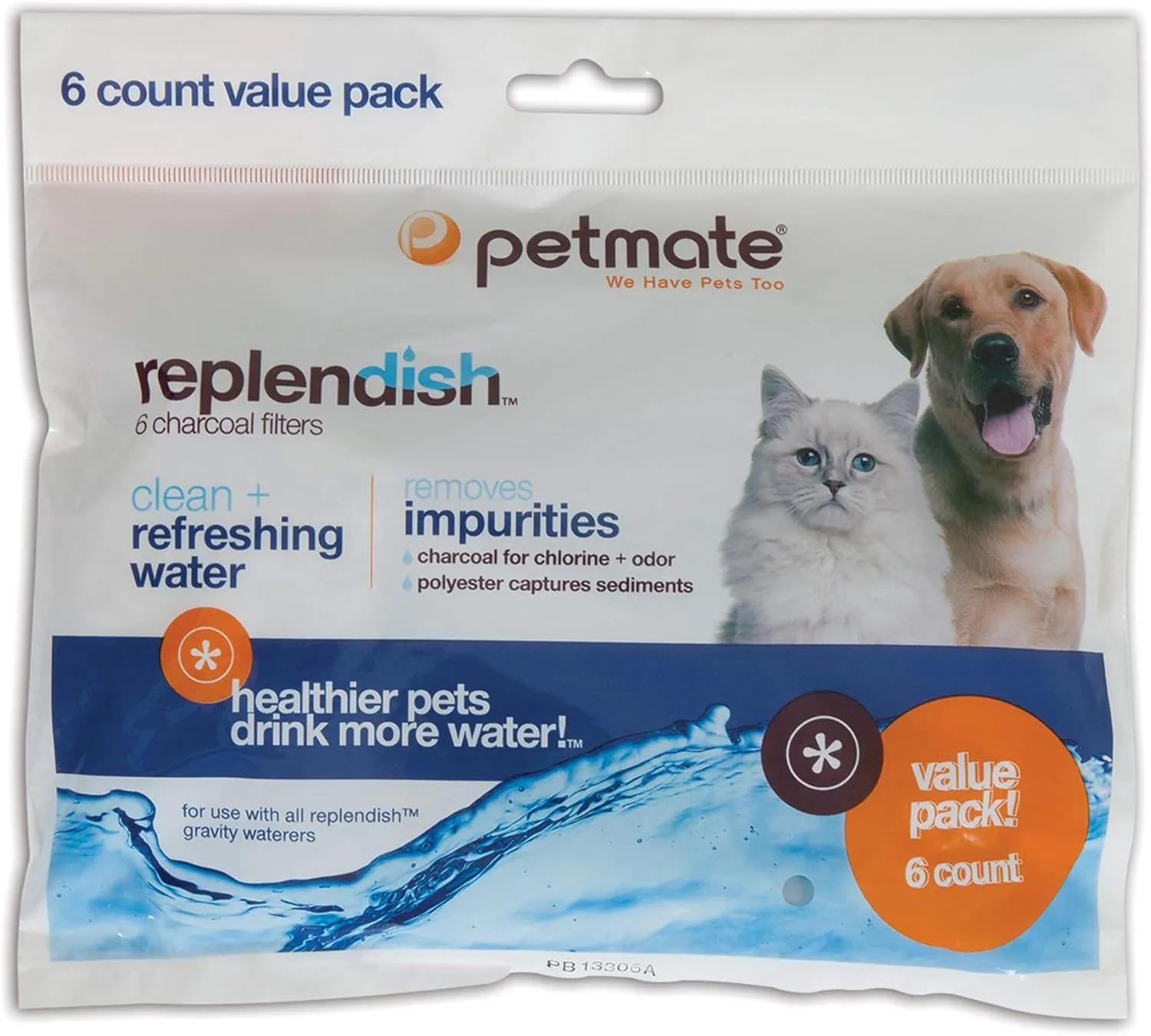 Petmate Replendish Charcoal Replacement Filters Control Chlorine (packaging may vary), 6 Count