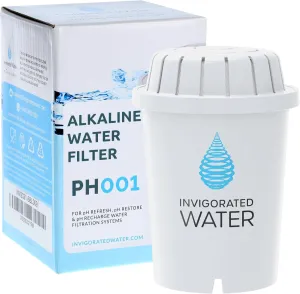 PH001 - White Alkaline Water Filter – Replacement Filters for All Invigorated Water Pitcher & Dispenser Filtration Systems – BPA-Free, Removes Chlorine, Heavy Metals – 96 Gallons/Filter (1-Pack)