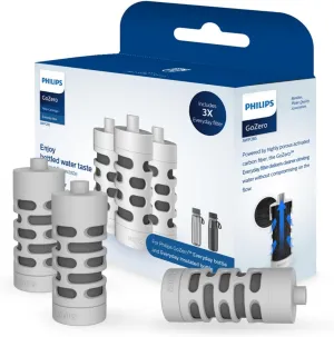 Philips Water GoZero Everyday Bottle Activated Carbon Fiber Filter to Transform Tap Water into Fresher, tastier Water Instantly, Grey, 40 gallons (AWP285/37) Grey