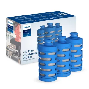 Philips Water GoZero Fitness Filters, Replacement Filter Cartridge, Activated Carbon Fiber Filter, for GoZero Active Bottle, (3 Counts), AWP287/37
