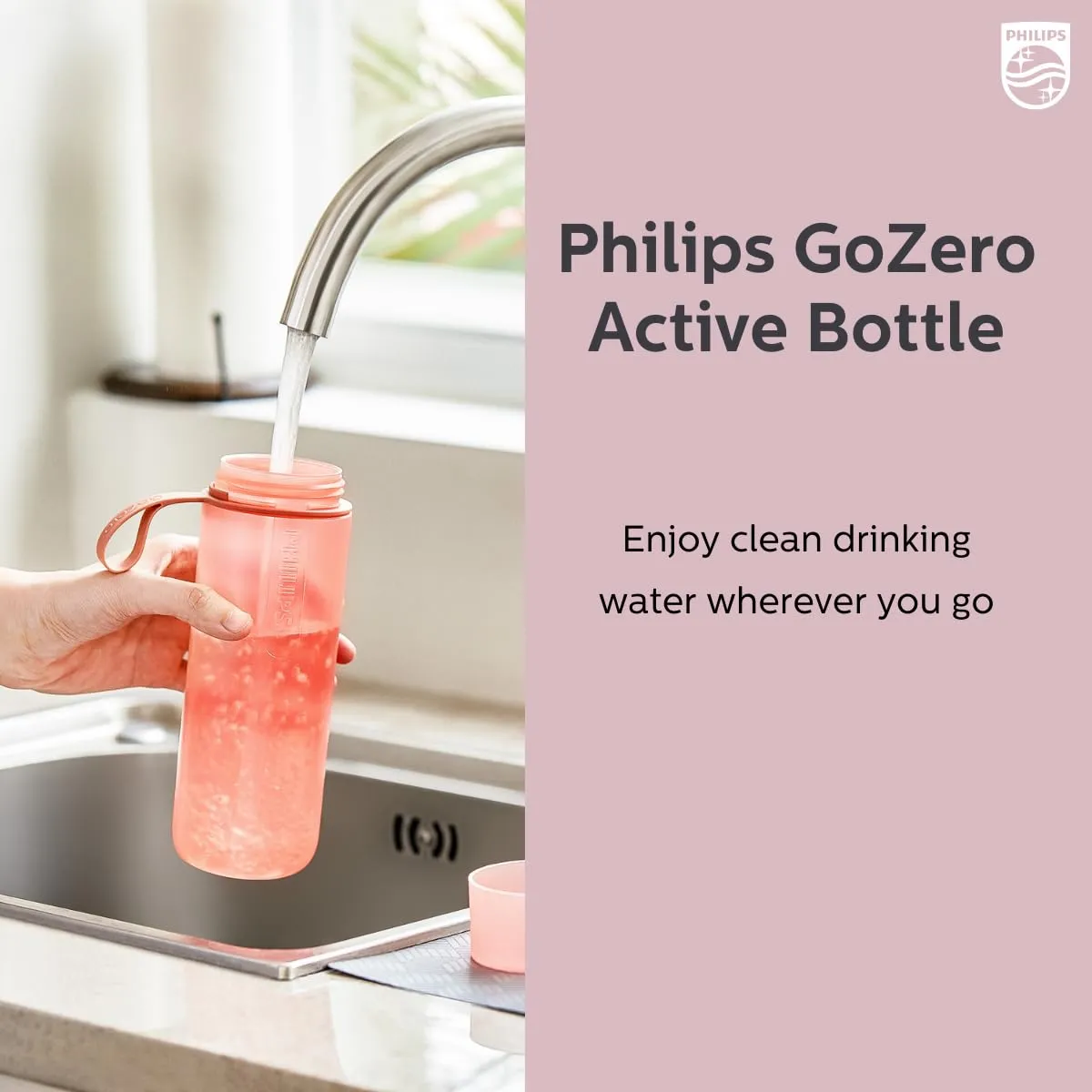 Philips Water GoZero Fitness Filters, Replacement Filter Cartridge, Activated Carbon Fiber Filter, for GoZero Active Bottle, (3 Counts), AWP287/37