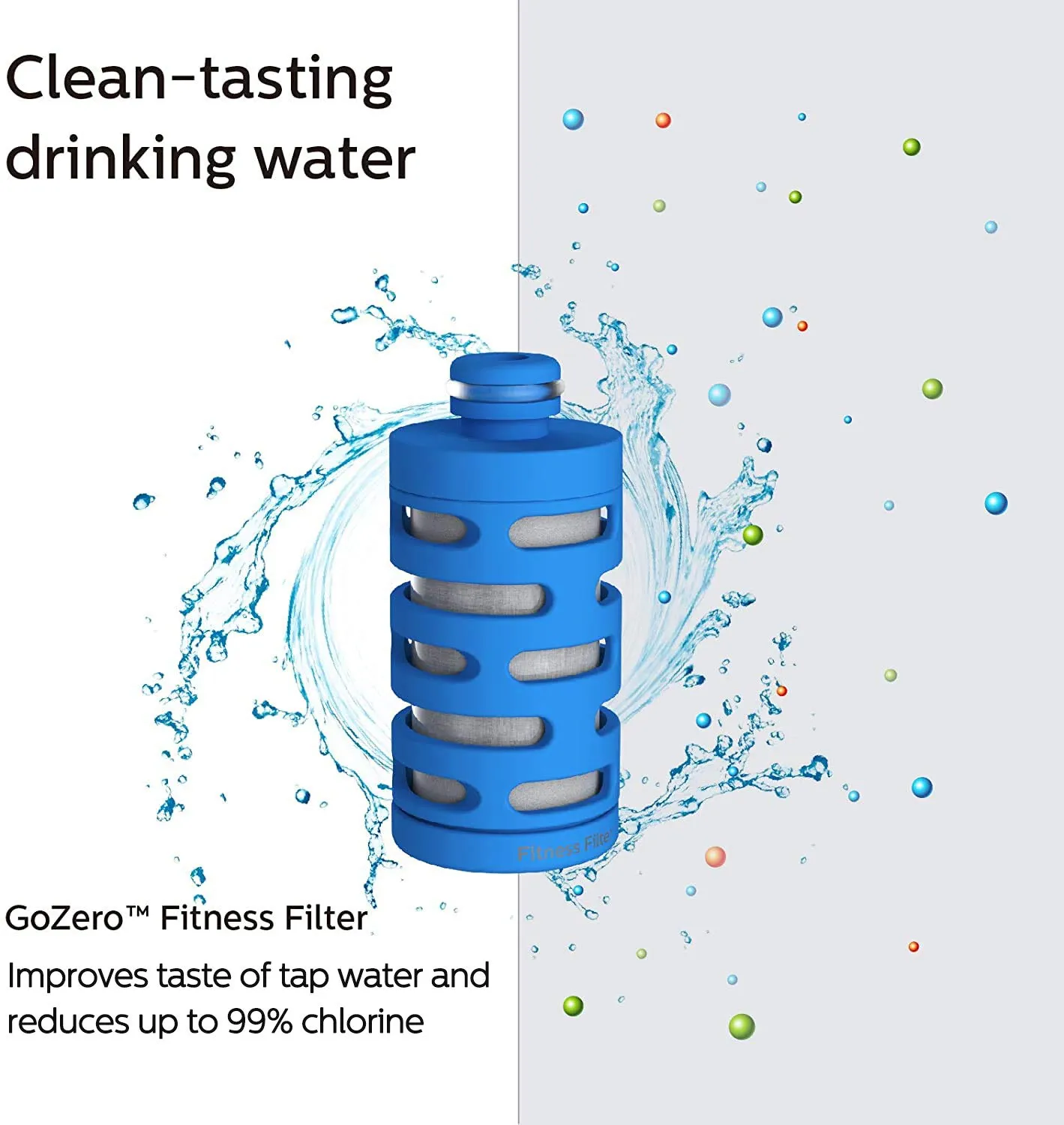 Philips Water GoZero Fitness Filters, Replacement Filter Cartridge, Activated Carbon Fiber Filter, for GoZero Active Bottle, (3 Counts), AWP287/37