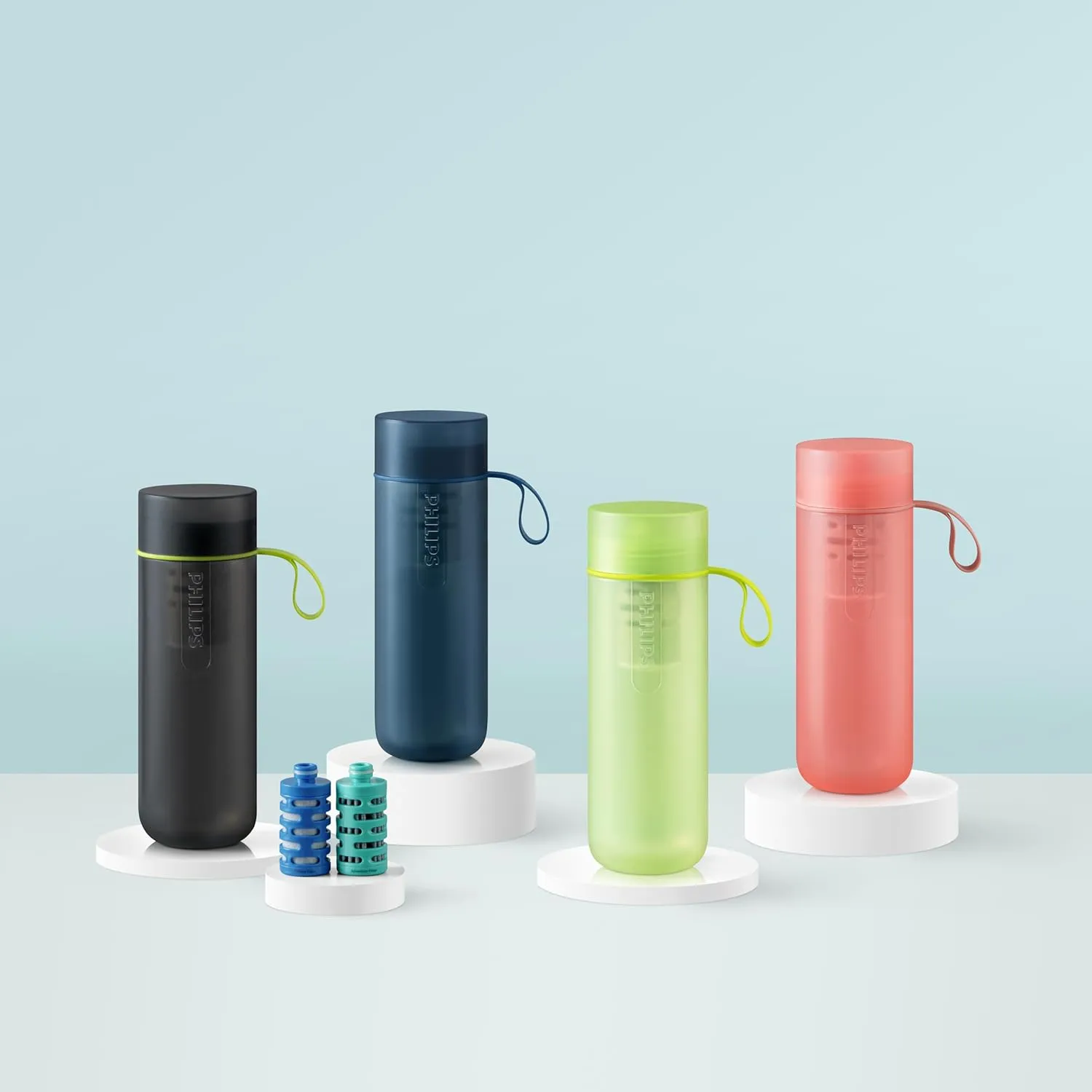 Philips Water GoZero Fitness Filters, Replacement Filter Cartridge, Activated Carbon Fiber Filter, for GoZero Active Bottle, (3 Counts), AWP287/37