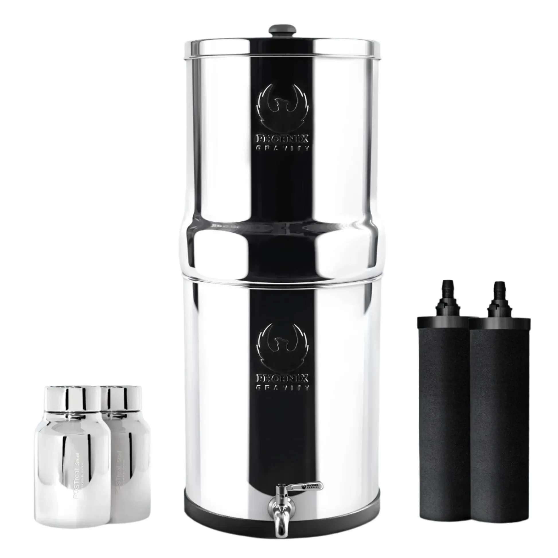 Phoenix 8L Stainless Steel Gravity Water Filter   POSTreat Fluoride cartridges