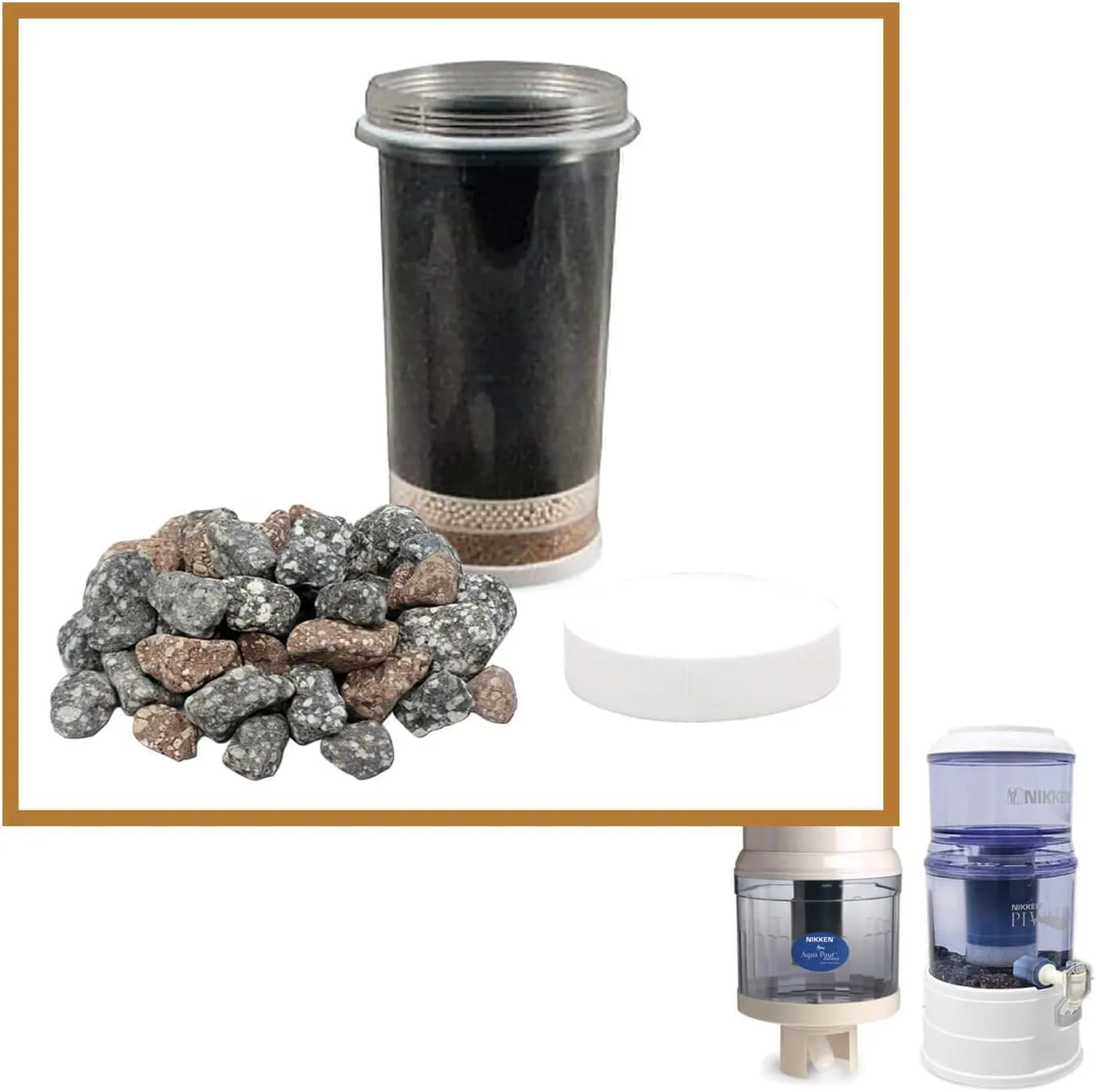PiMag Gravity Water Cartridge Replacement for Nikken Water Filter - Mineral Stones & MicroSponge Replacement - Water Purifier Countertop Replacement Parts for Filtration System - Water Purifier