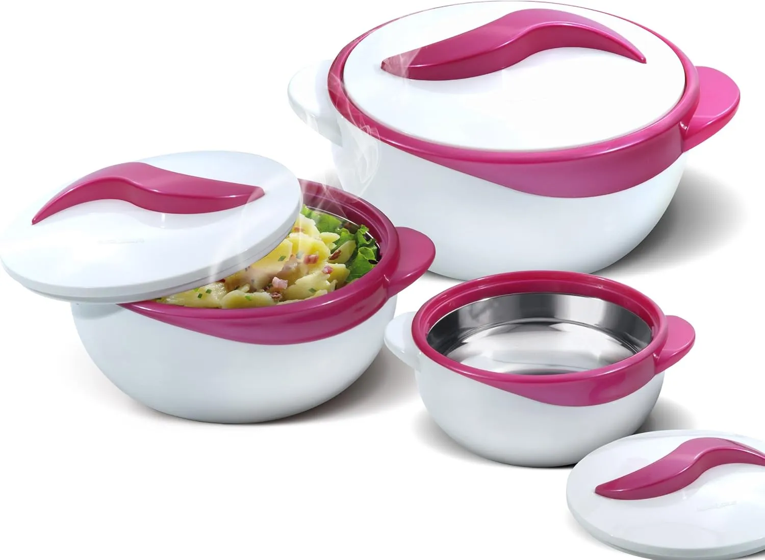 Pinnacle Serving Salad/ Soup Dish Bowl - Thermal Inulated Bowl with Lid - Great Bowl for Holiday, Dinner and Party ~ Set of 3 ~ Purple