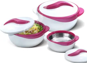 Pinnacle Serving Salad/ Soup Dish Bowl - Thermal Inulated Bowl with Lid - Great Bowl for Holiday, Dinner and Party ~ Set of 3 ~ Purple