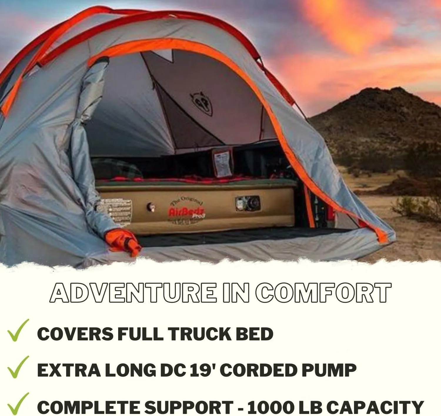 Pittman - Truck Bed Mattress 6.5 Foot > 6ft - Pro3 Series - The Original Airbedz Truck Bed Air Mattress 6.5ft - Full Size Pickup Mattress with 25% More Coverage for Pickup Camping - PPI302