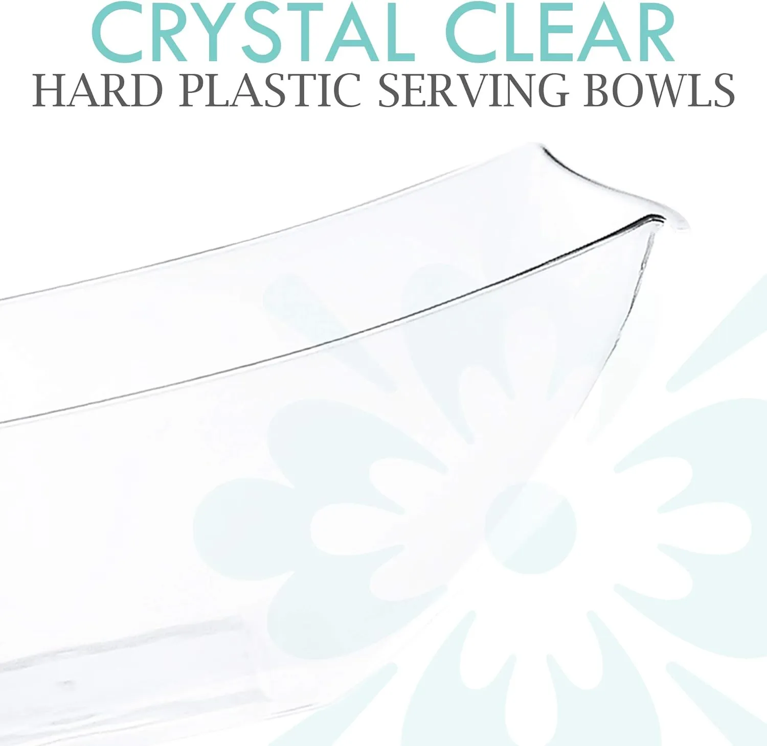 PLASTICPRO Disposable 128 ounce Square Serving Bowls, Party Snack or Salad Bowl, Extra Large Plastic Crystal Clear Pack of 4