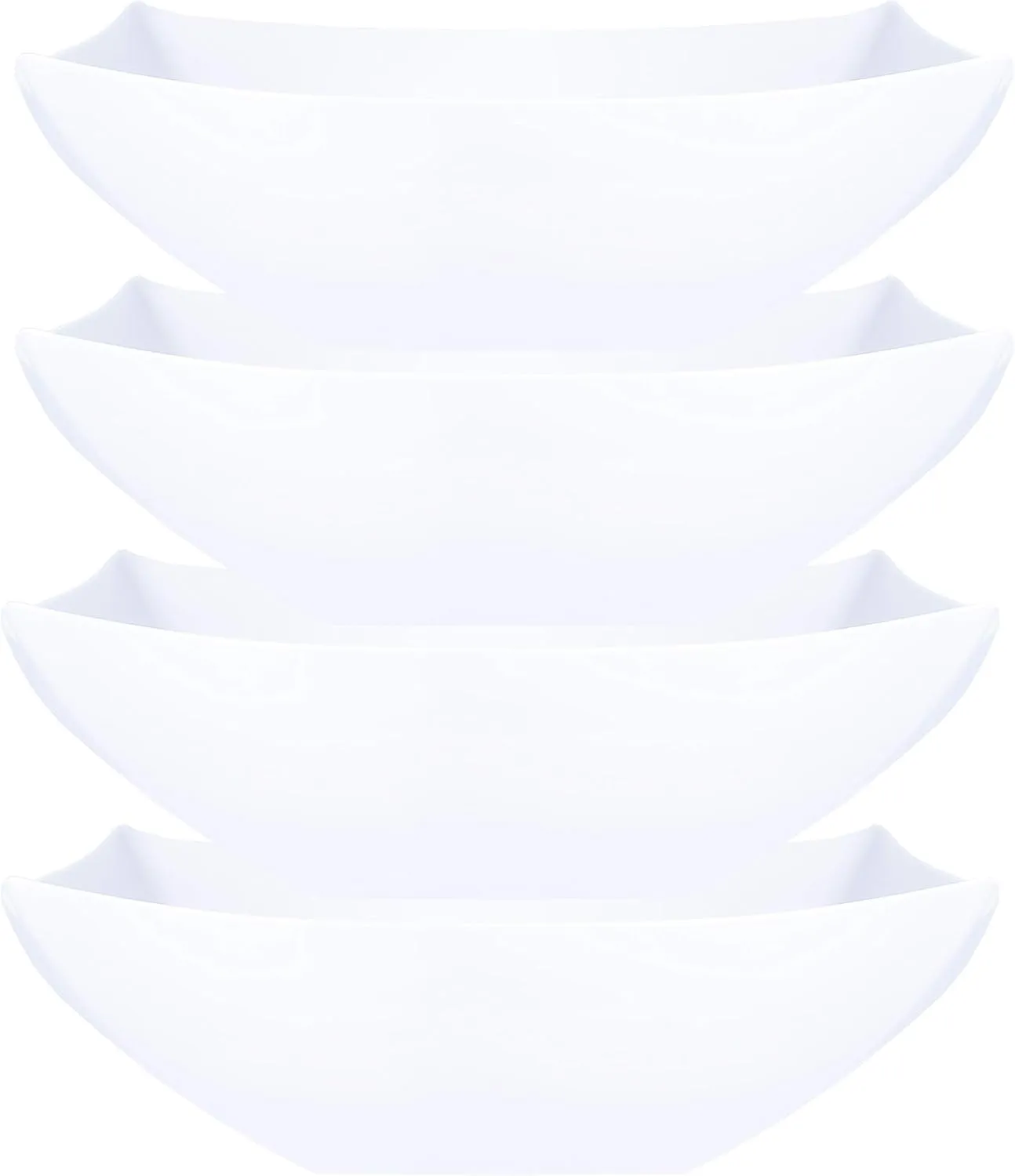 PLASTICPRO Disposable 128 ounce Square Serving Bowls, Party Snack or Salad Bowl, Extra Large Plastic Elegant White Pack of 4