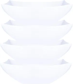PLASTICPRO Disposable 128 ounce Square Serving Bowls, Party Snack or Salad Bowl, Extra Large Plastic Elegant White Pack of 4