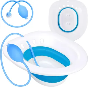 Pochik Sitz Bath, Sitz Bath for Hemorrhoids, Sitz Bath for Toilet Seat, Postpartum Care, Perineal Soaking, Collapsible, Flusher Hose, Drain Holes, Wider Seating Area, Deeper Bowl