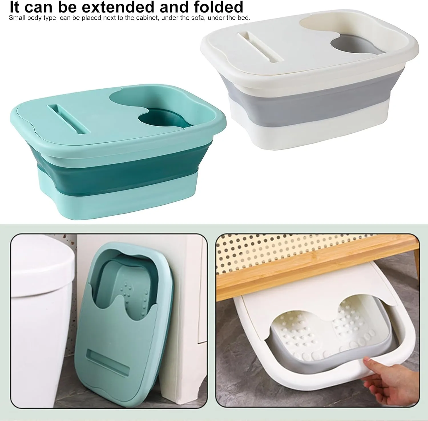 Portable Pool Foot Bath Collapsible Pool Foot Wash Basin Tub Portable Foot Spa Pedicure Bowl Easy Carry Folding Bucket Grey